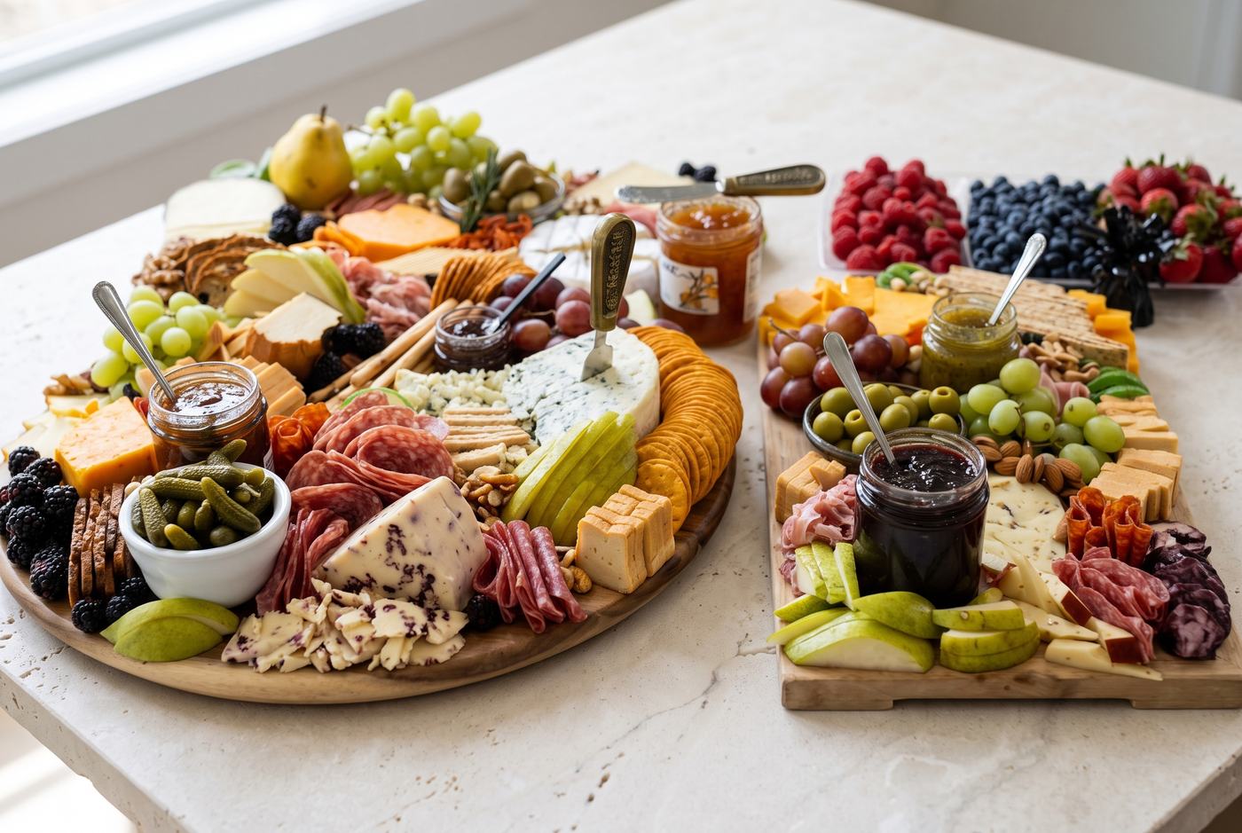 Charcuterie and grazing board laid out for a private party
